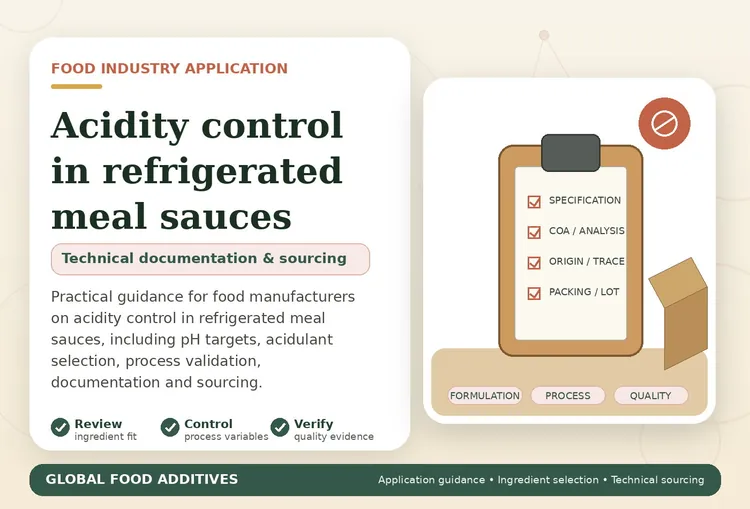 Acidity control for refrigerated ready-meal sauces