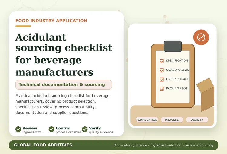 Acidulant sourcing and specification review for beverage manufacturing
