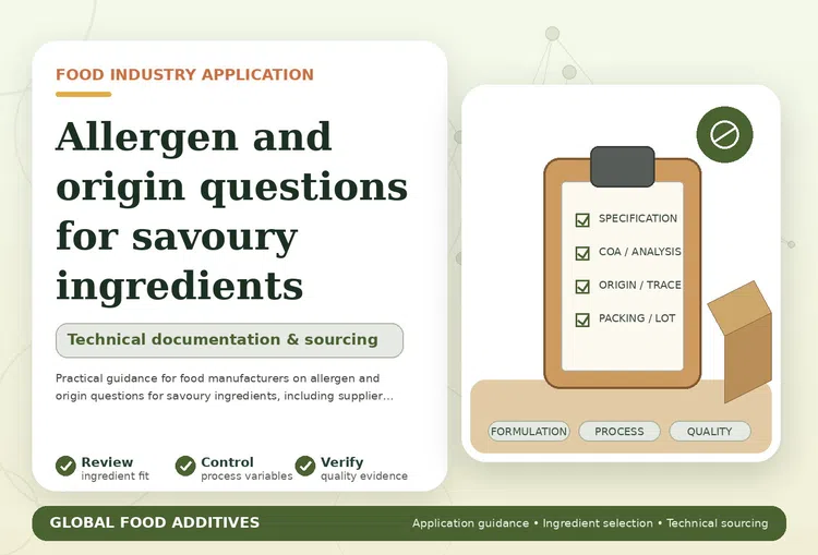 Allergen and origin documentation for savoury food ingredients
