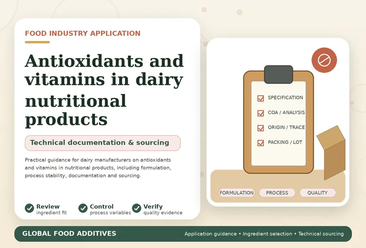 Antioxidants and vitamins used in dairy nutritional products