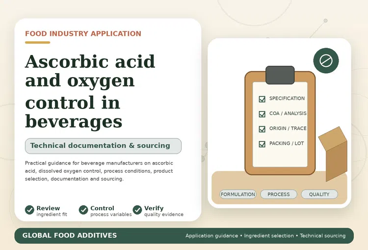 Ascorbic acid and oxygen control in beverage manufacturing
