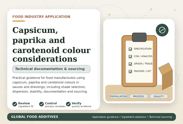 Red and orange sauces illustrating capsicum, paprika and carotenoid colour applications