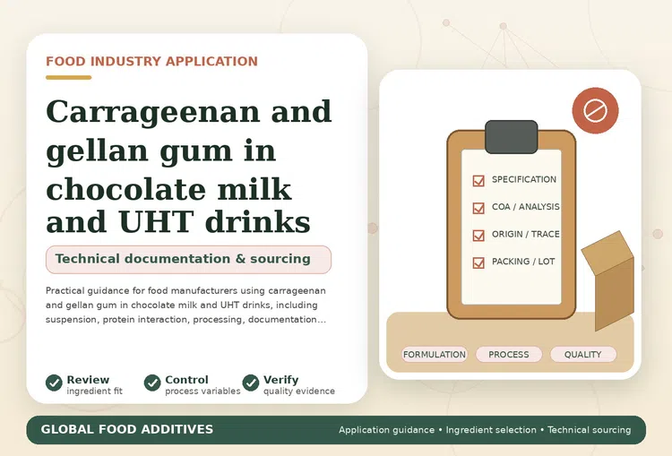 Carrageenan and gellan gum for chocolate milk and UHT dairy beverages