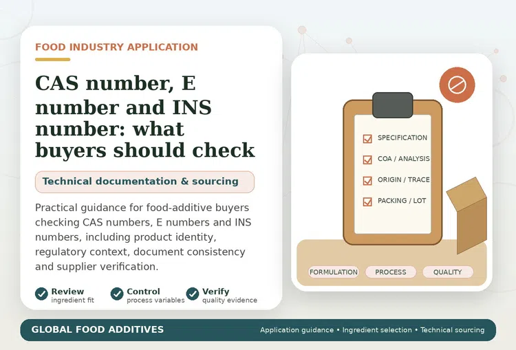 CAS, E and INS number checks for food additives