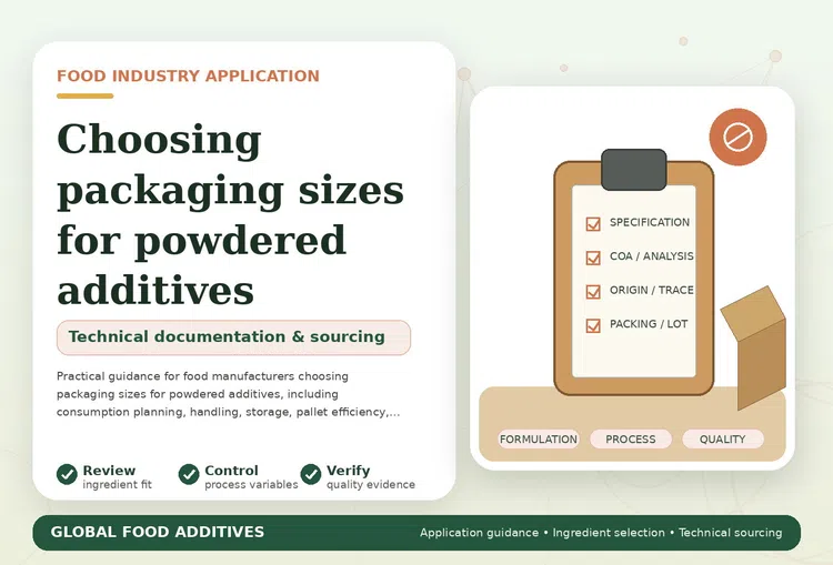 Packaging size options for powdered food additives