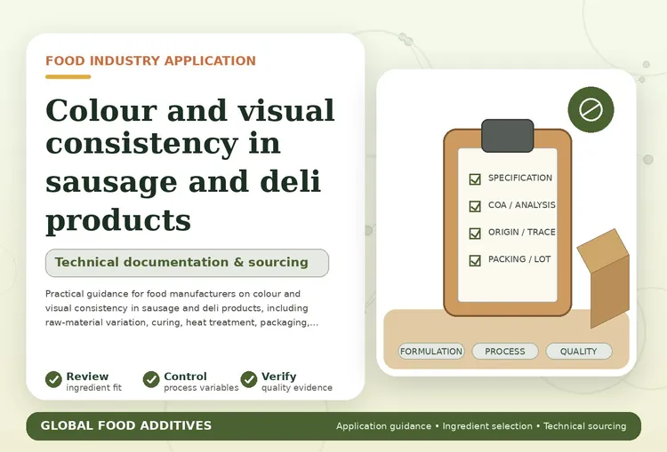 Sausage and sliced deli products prepared for colour consistency evaluation