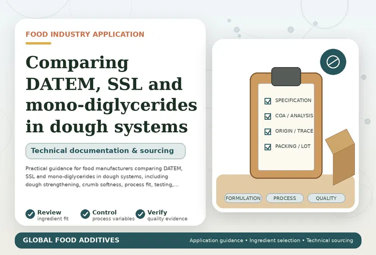 Bakery dough and emulsifier ingredients used to compare DATEM, SSL and mono-diglycerides