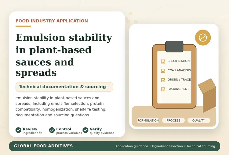 Emulsion stability in plant-based sauces and spreads food industry application illustration