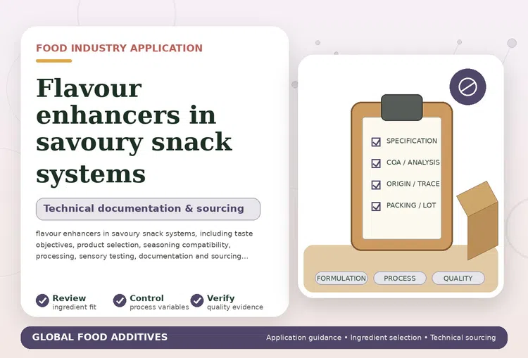 Flavour enhancers in savoury snack systems food industry application illustration