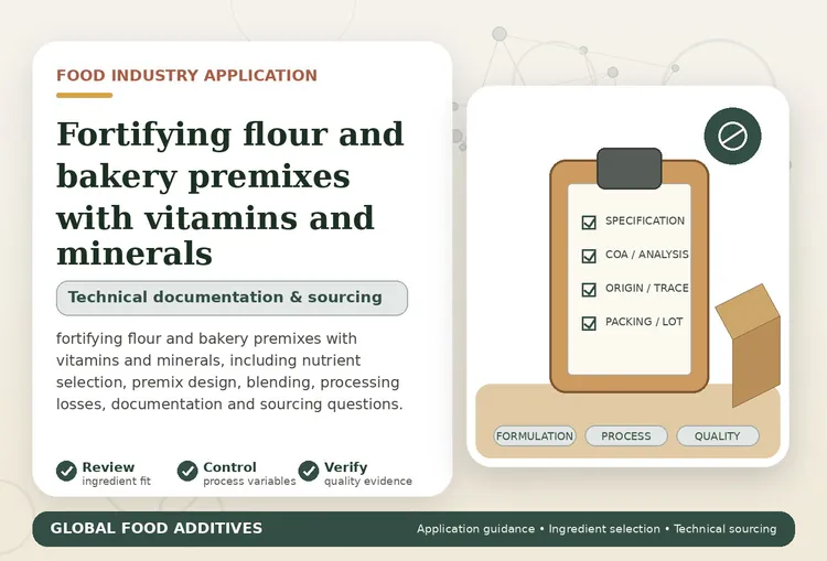 Fortifying flour and bakery premixes with vitamins and minerals food industry application illustration