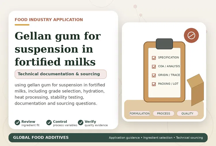 Gellan gum for suspension in fortified milks food industry application illustration