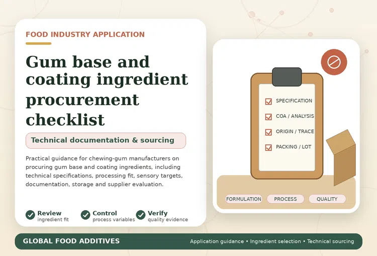 Gum base and coating ingredients for chewing-gum manufacturing