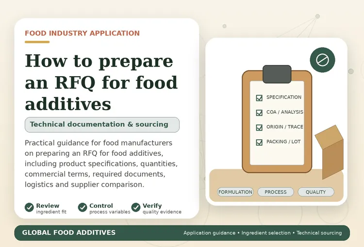 Preparing a request for quotation for food additives
