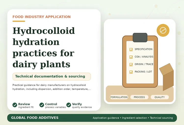 Hydrocolloid dispersion and hydration in a dairy processing plant