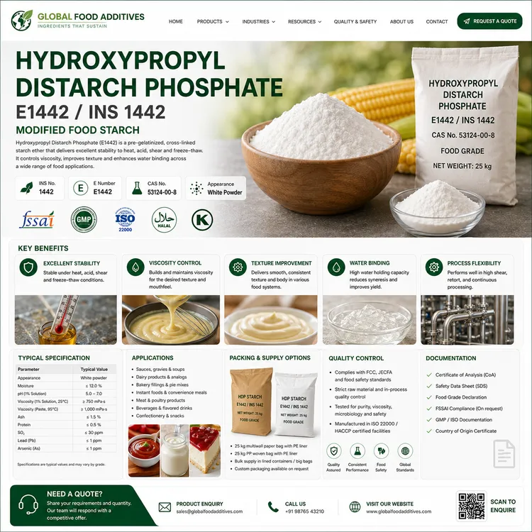Hydroxypropyl Distarch Phosphate E1442 modified food starch powder for industrial food manufacturing