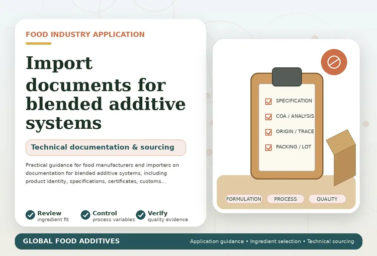 Documentation review for blended food additive systems