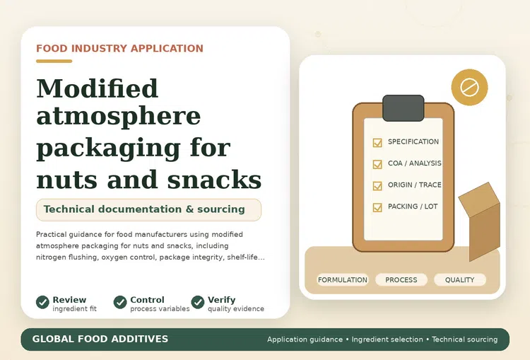 Modified atmosphere packaging for nuts, chips and snack products