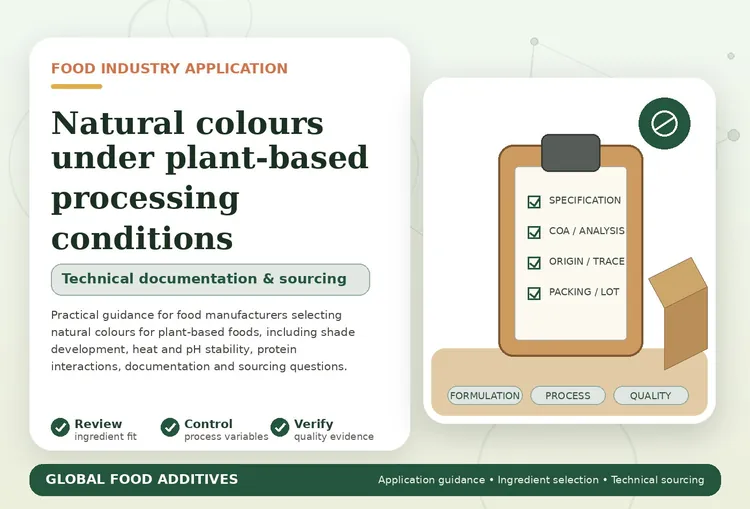 Natural colour selection for plant-based foods and processing conditions