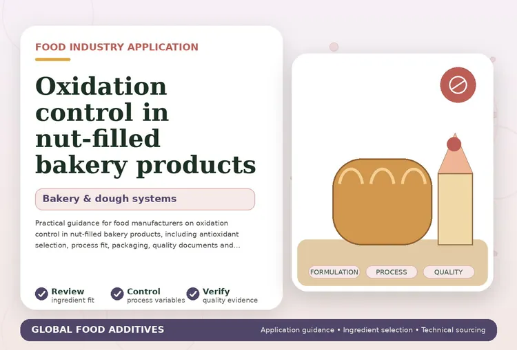 Oxidation control for nut-filled biscuits, pastries and bakery products
