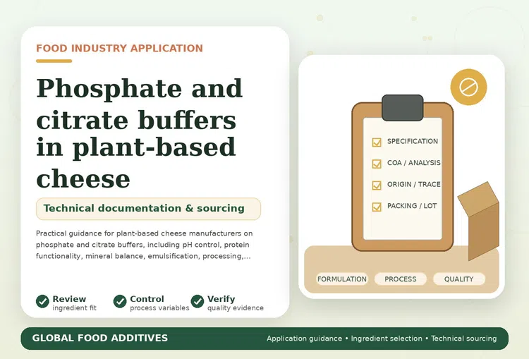Phosphate and citrate buffers used in plant-based cheese