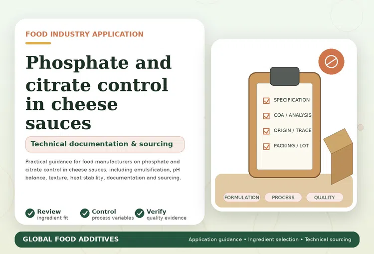 Phosphate and citrate control in cheese sauces food industry application illustration
