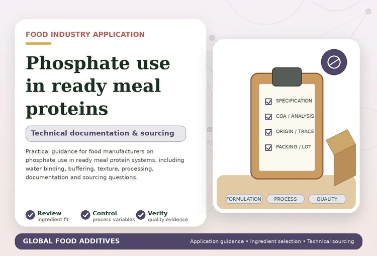 Phosphate use in ready meal proteins food industry application illustration