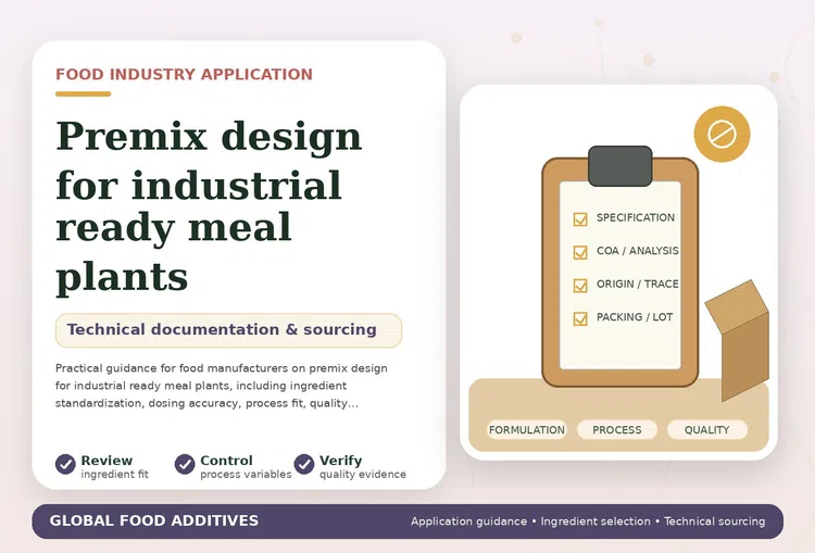 Premix design for industrial ready meal plants food industry application illustration