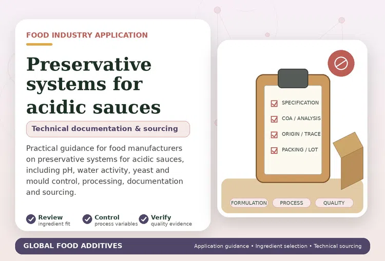 Preservative systems for acidic sauces food industry application illustration