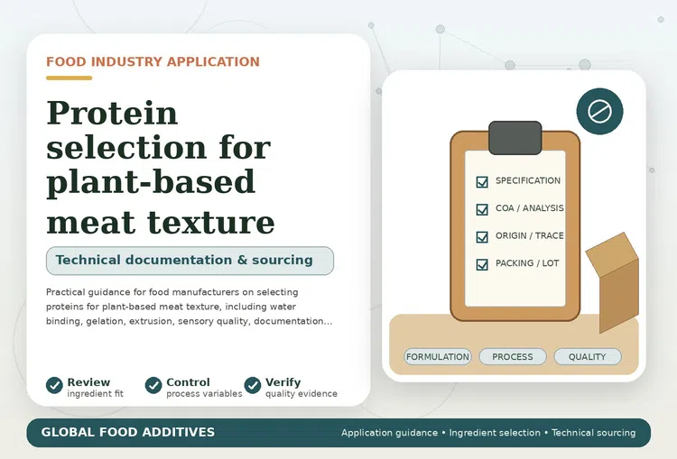 Protein selection for plant-based meat texture food industry application illustration