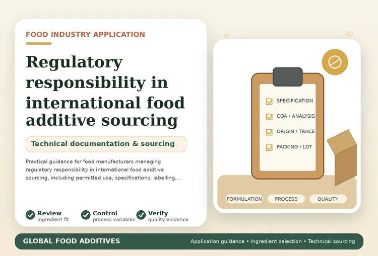 Regulatory responsibility in international food additive sourcing