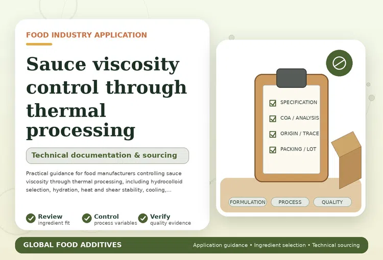 Sauce viscosity control during thermal processing for frozen and ready meals