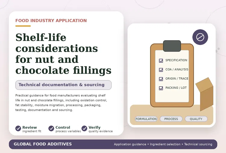 Shelf-life considerations for nut and chocolate confectionery fillings