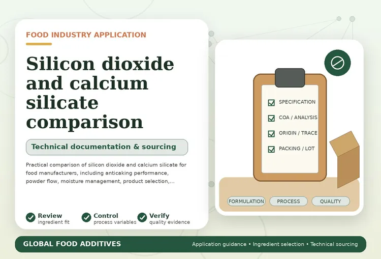 Comparison of silicon dioxide and calcium silicate for powder flow and anticaking applications