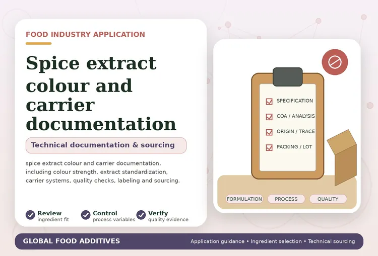 Spice extract colour and carrier documentation