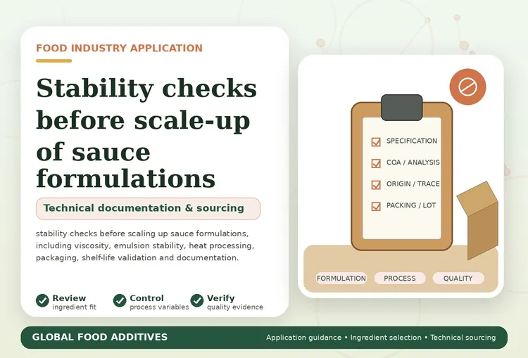 Stability checks before scale-up of sauce formulations