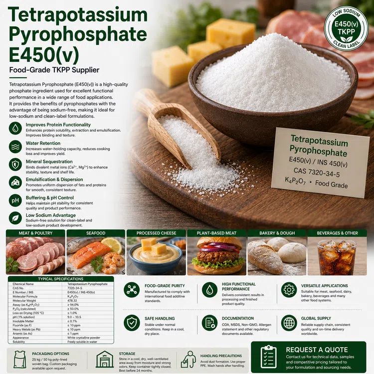 Food-grade Tetrapotassium Pyrophosphate powder for industrial food processing