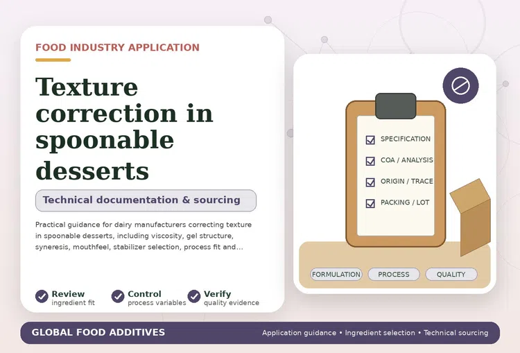 Texture correction in spoonable dairy and plant-based desserts