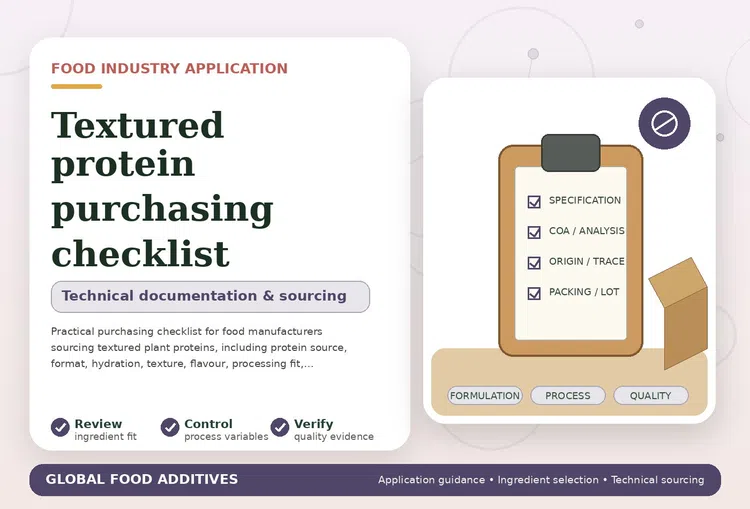 Textured plant protein purchasing and application checklist