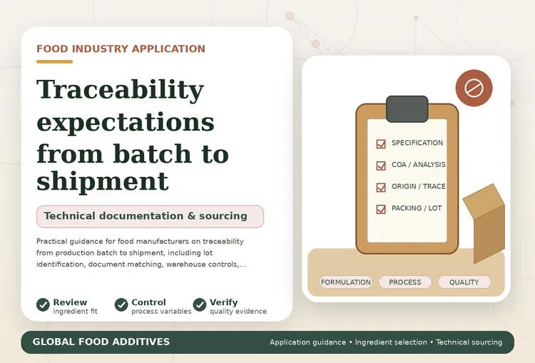 Food-additive traceability from production batch to international shipment