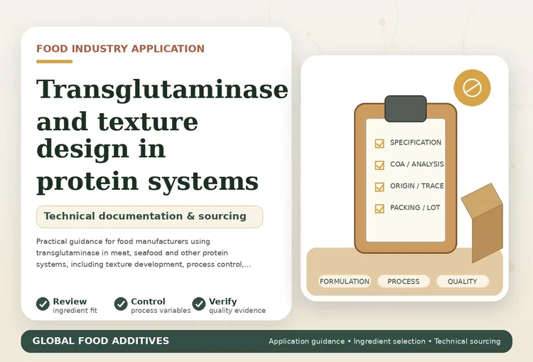 Transglutaminase used for texture design in meat, seafood and protein systems