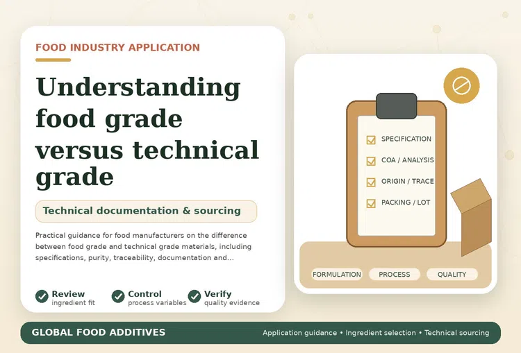Comparison of food-grade and technical-grade materials
