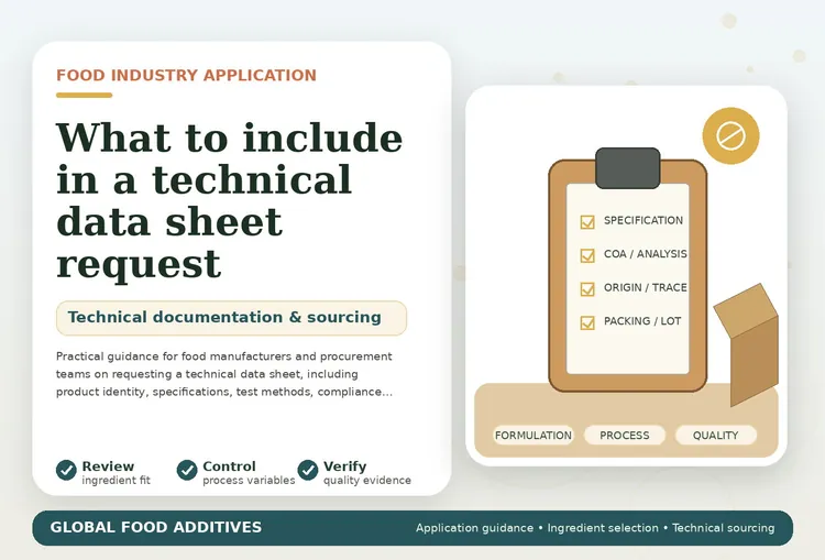 Technical data sheet request for food additives and ingredients